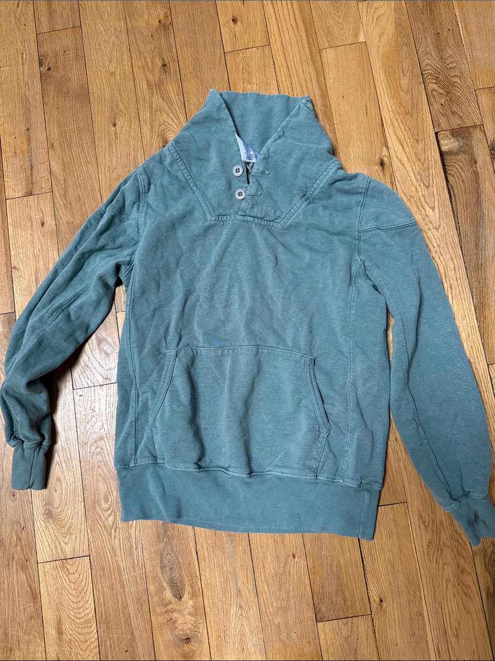 Jungmaven Teal Button-Neck Pullover Hoodie